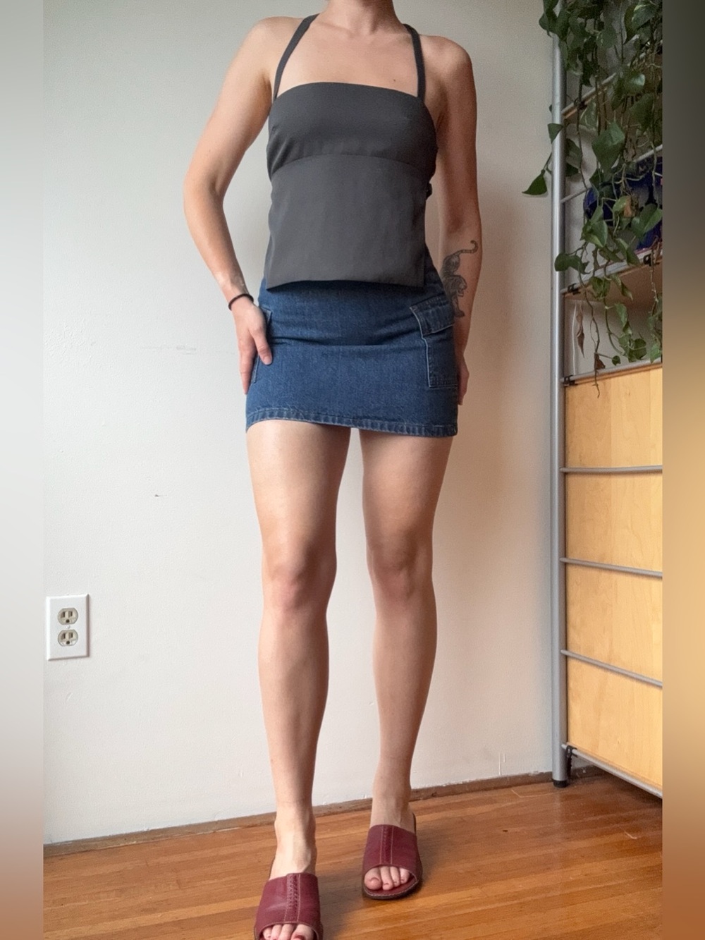 Denim Forum Cargo Mini Skirt Dark wash